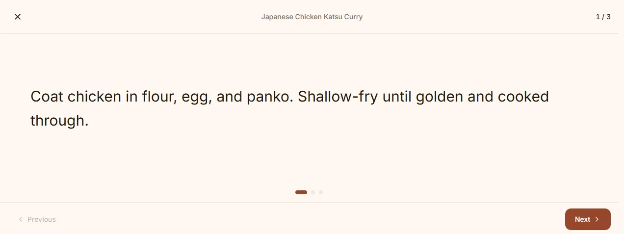 Step-by-step cook mode with built-in timer